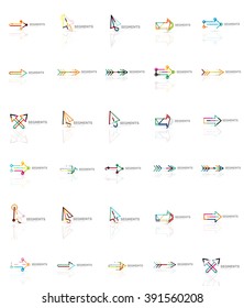 Collection of colorful abstract origami logos. Company universal concept branding identity emblem, elements, buttons