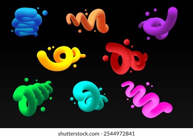 A collection of colorful abstract shapes in different designs and colors. Vector illustration