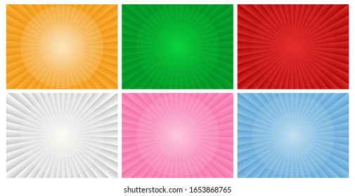 Collection of colorful abstract sunbeams gradient rays background - Vector illustration