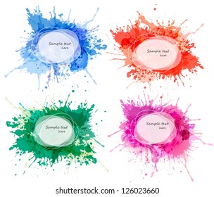 Collection of colorful abstract watercolor backgrounds. Vector.