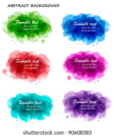 Collection of colorful abstract watercolor backgrounds. Vector.