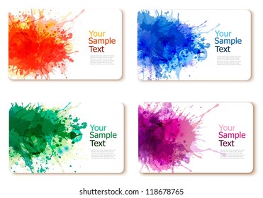 Collection of colorful abstract watercolor banners. Vector