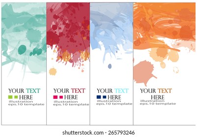 Collection of colorful abstract watercolor banners. Vector