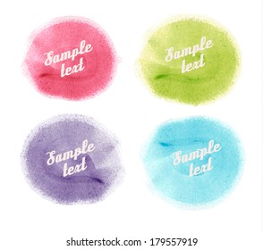 Collection of colorful abstract watercolor banners/speech bubbles. Vector 