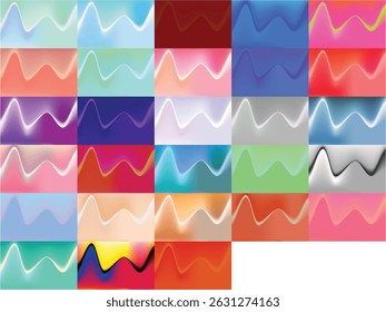 A collection of colorful abstract wave gradient backgrounds in various color schemes.