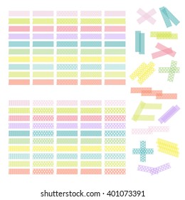 Collection of colorful adhesive tape or stickers. Set of washi tape strips. Vector illustration