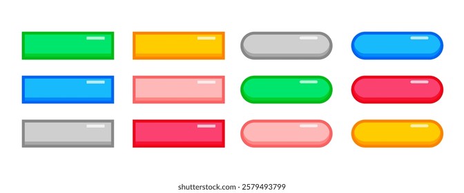 collection of colorful app button icon with blank space vector