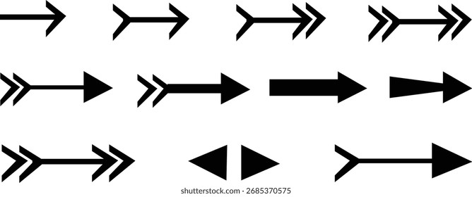  Collection of colorful arrows in different styles for navigation, cursor, direction, and interface design isolated on white background.