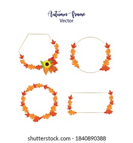 Collection of colorful autumn leaves frame set