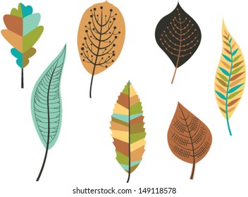 Collection of  colorful autumn leaves. Vector