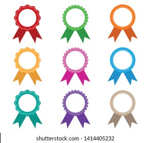 Collection of colorful award ribbons vector set isolated on white background - Vector illustration 