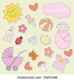 Collection of colorful baby's stickers