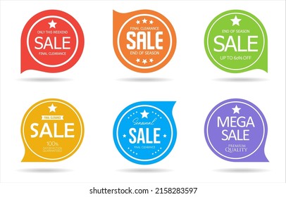 Collection of colorful badges and labels modern super sale style 