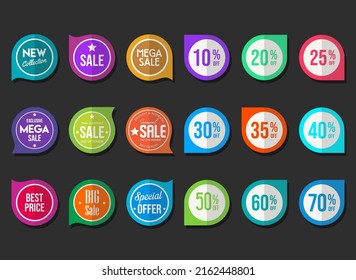 Collection of colorful badges and labels modern super sale style 