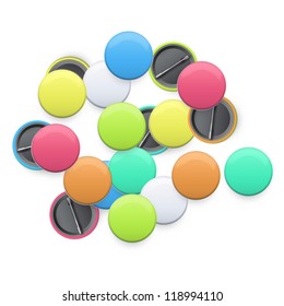 Collection of colorful badges on isolated white background. Vector design.