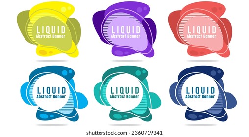 collection of colorful banner graphic elements flowing fluid abstract shapes. Futuristic dynamic elements Color flat vector