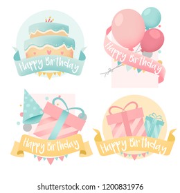 Collection of colorful birthday badge vectors