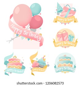 Collection of colorful birthday badge vectors