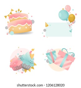Collection of colorful birthday badge vectors