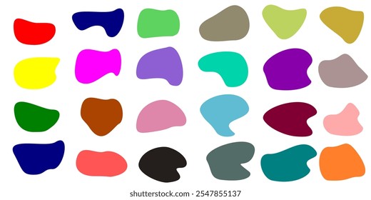 Collection of colorful blob shape organic set. Irregular random blob form on white background.