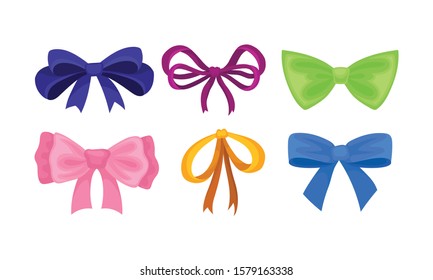Collection of Colorful Bows, Holiday Celebration Design Element Vector Illustration