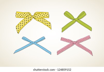 Collection of colorful bows for scrap-booking or greeting cards, vector