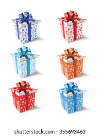 Collection of Colorful boxes on white background