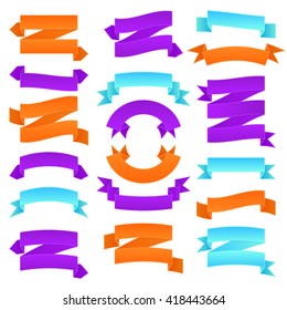 Collection of colorful, bright ribbons. Flat banners. Vector, eps10. 