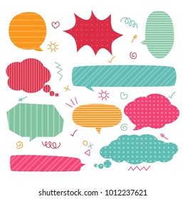 Collection of colorful bright speech bubbles. Vector graphic design illustration