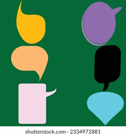 Colección de coloridas burbujas de habla brillante. Ilustración del diseño gráfico del vector
