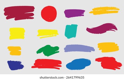 collection of colorful brush stroke elements,