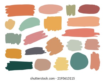 Collection of colorful brush strokes. Hand drawn vector illustration. Isolated objects on white background.