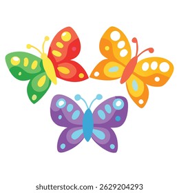 Collection of colorful butterflies animal