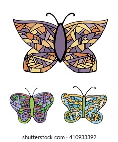 Collection of colorful butterflies. Hand drawn vector stock illustration