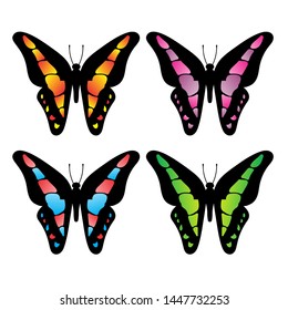 Collection of colorful butterflies vector.