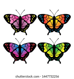 Collection of colorful butterflies vector.