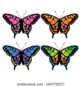 Collection of colorful butterflies vector.