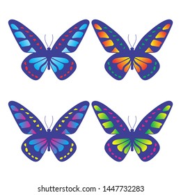 Collection of colorful butterflies vector.