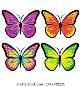 Collection of colorful butterflies vector.