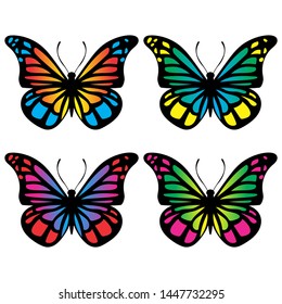 Collection of colorful butterflies vector.