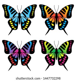 Collection of colorful butterflies vector.