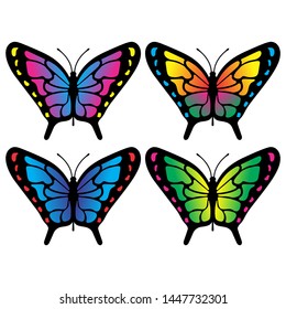 Collection of colorful butterflies vector.