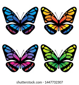 Collection of colorful butterflies vector.