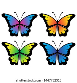 Collection of colorful butterflies vector.