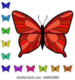  Collection of colorful butterflies. Vector clipart of butterflies