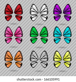 collection of colorful butterfly wings vector