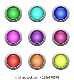 Collection of colorful buttons for web design. Computer buttons. Design element. Colorful vector illustration. Social media marketing. Internet technology. Empty web button set vector