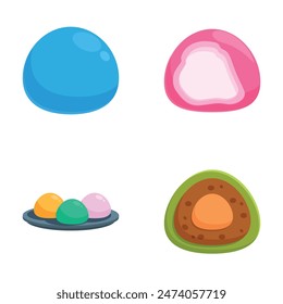 Collection of colorful candy and sweet treat vector illustrations