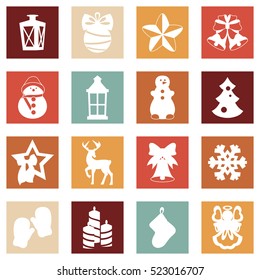 Collection of colorful christmas elements and decorations