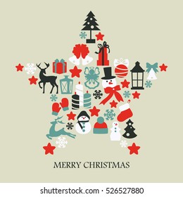 Collection of colorful christmas elements and decorations